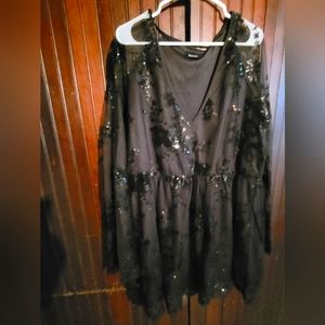Lace--long sleeve sequin dress size 20 boohoo